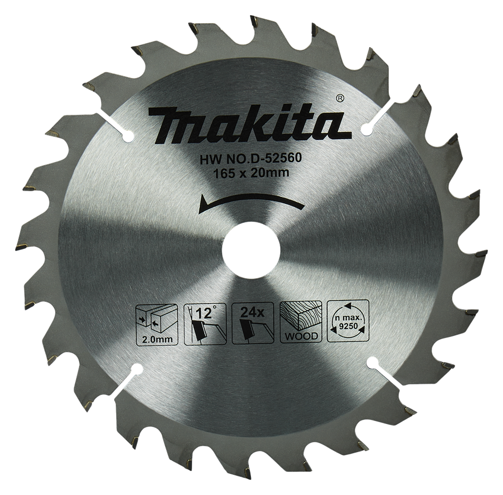 Makita Accessoires Cirkelzaagblad Hout | Standaard, 165x20x2,0 24T 3g - D-52560 - D-52560