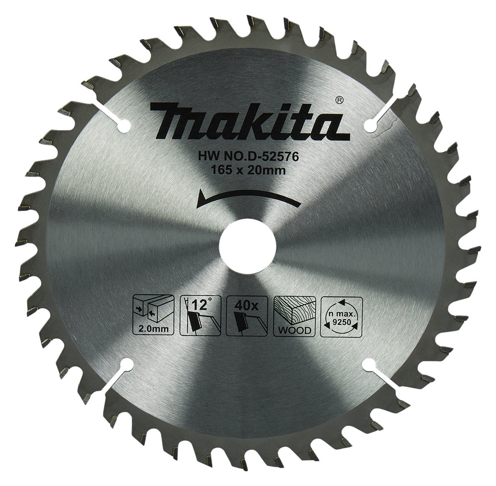 Makita Accessoires Cirkelzaagblad Hout | Standaard, 165x20x2,0 40T 18g - D-52576 - D-52576
