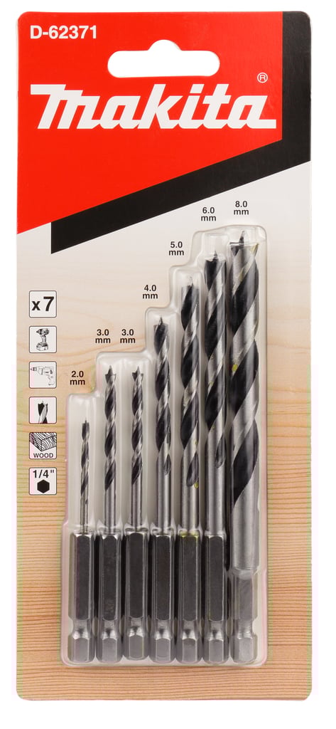 Makita Accessoires D-62371 Houtspiraalborenset 7-delig 1/4&apos;&apos; - D-62371