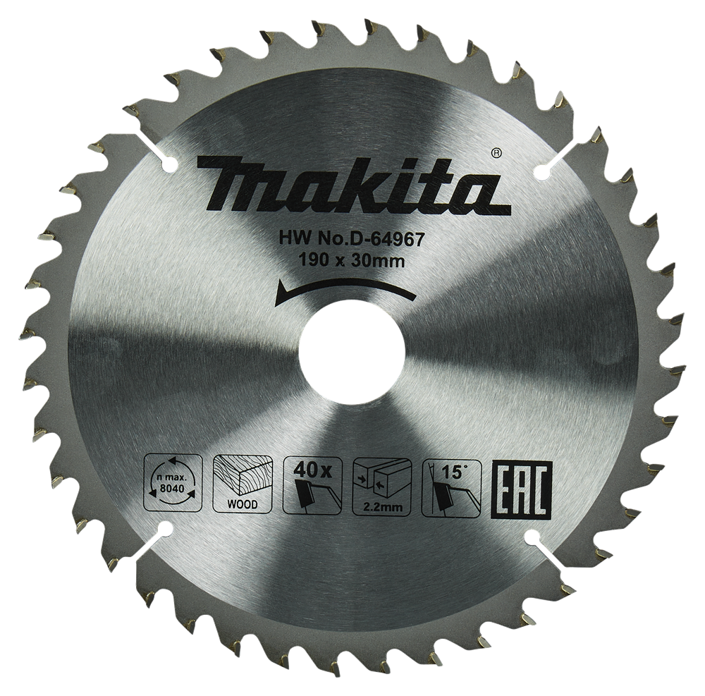 Makita Accessoires Cirkelzaagblad Hout | Standaard, 190x30x2,2 40T 15g - D-64967 - D-64967
