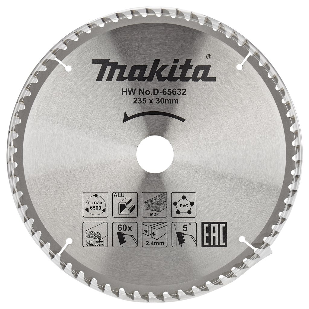 Makita Accessoires D-65632 Afkortzaagblad | div. materialen | 235x30x2,4 | 60T | 5g - D-65632