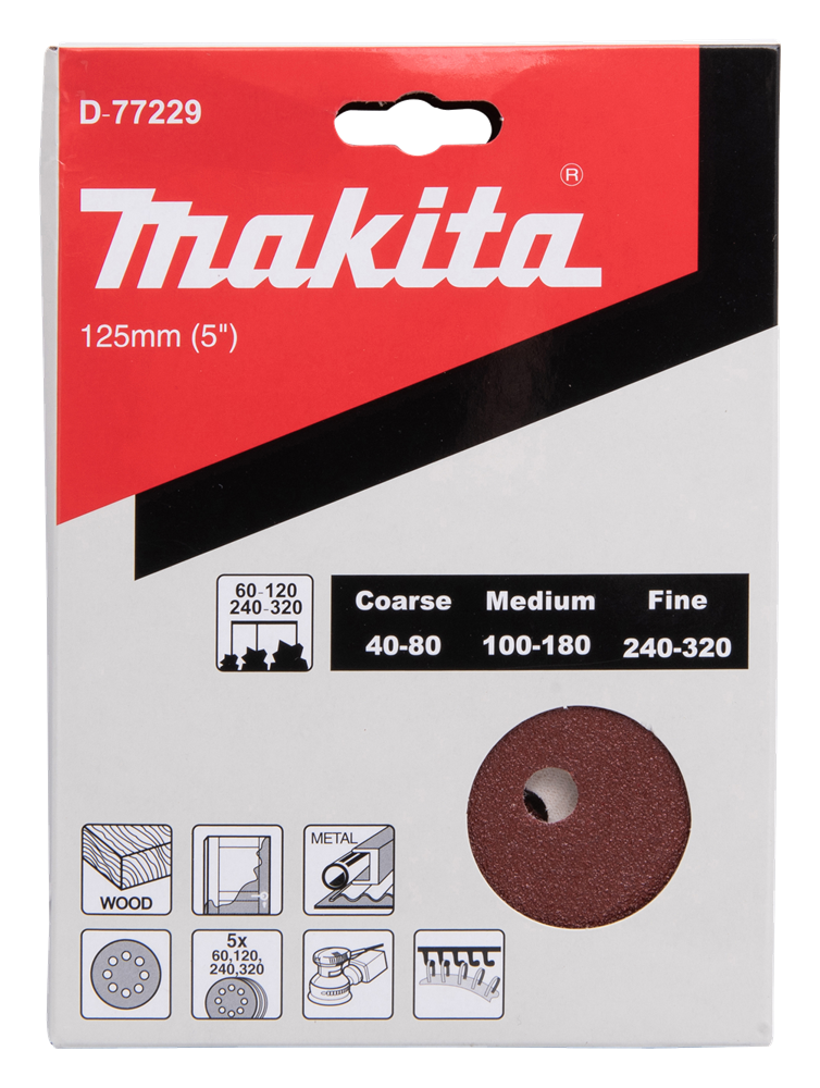 Makita Accessoires Schuurschijf 125mm Red Velcro - D-77229 - D-77229