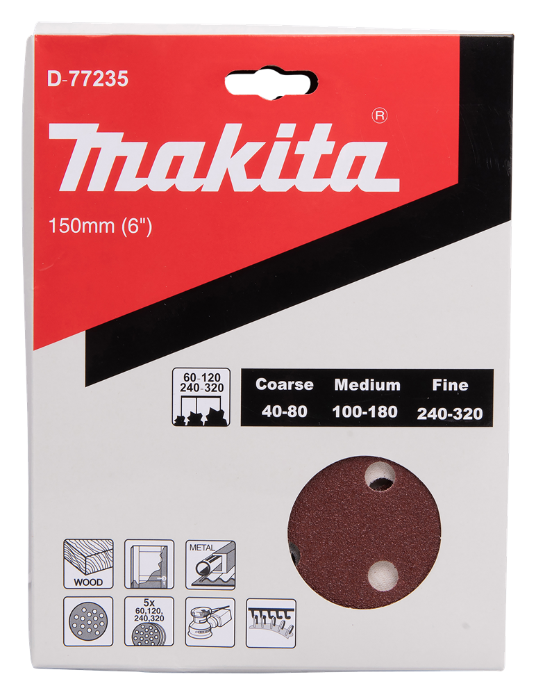 Makita Accessoires Schuurschijf 150mm Red Velcro - D-77235 D-77235