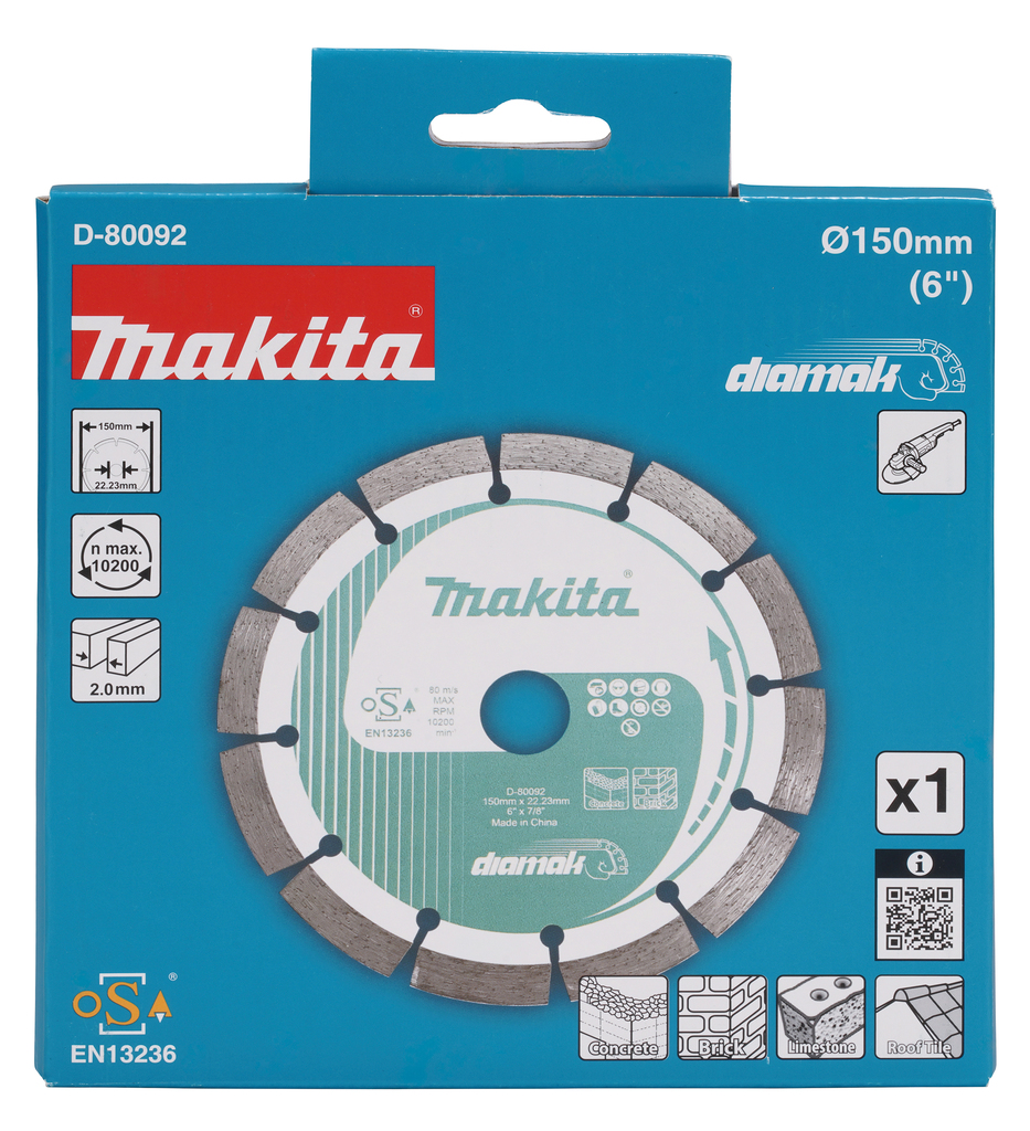 Makita Accessoires Diamantschijf 150x25,4x2,2mm| Segment - D-80092