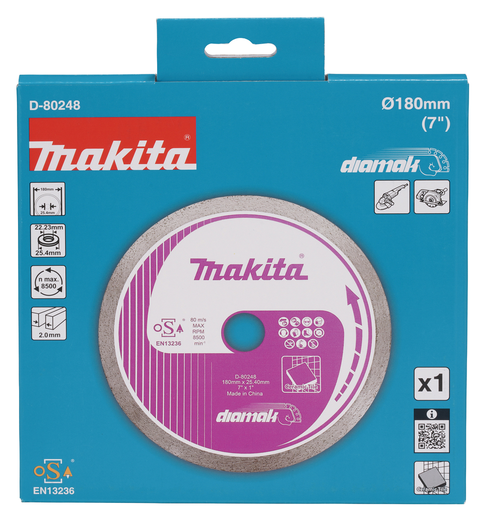 Makita Accessoires Diamantschijf 180x25,4x2mm | Volband | Incl. reduceerring 20mm - D-80248