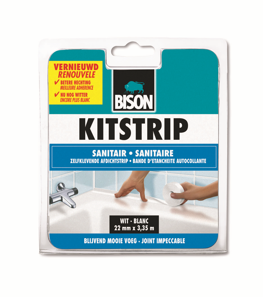 Bison Kitstrip Sanitair Wit Blister | 22 mm x 3.35 m - 6302088 afbeelding