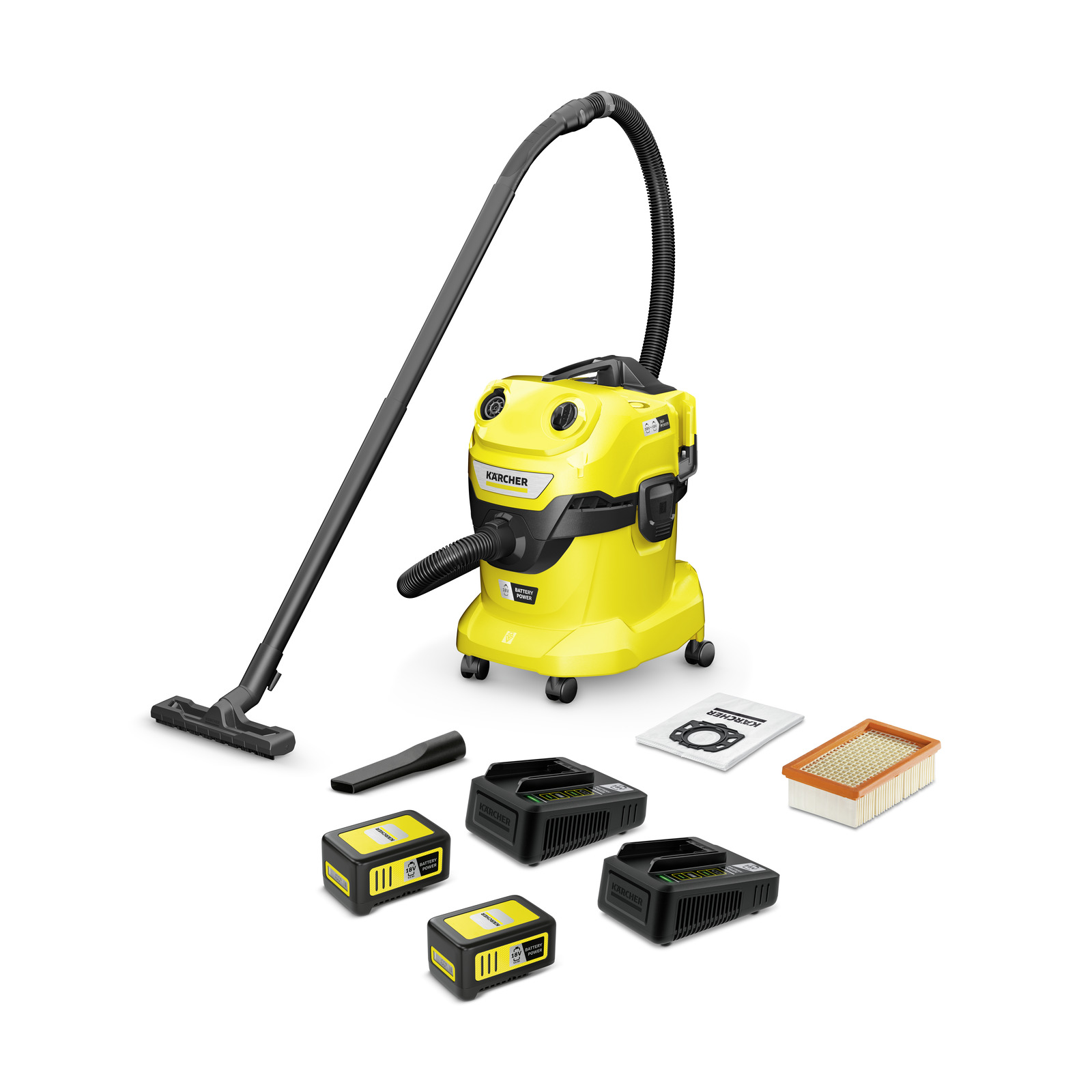 Karcher Accu aangedreven nat- en droogstofzuiger WD 4-18 V-20/22 Dual Battery Set - 1.628-601.0 afbeelding 1