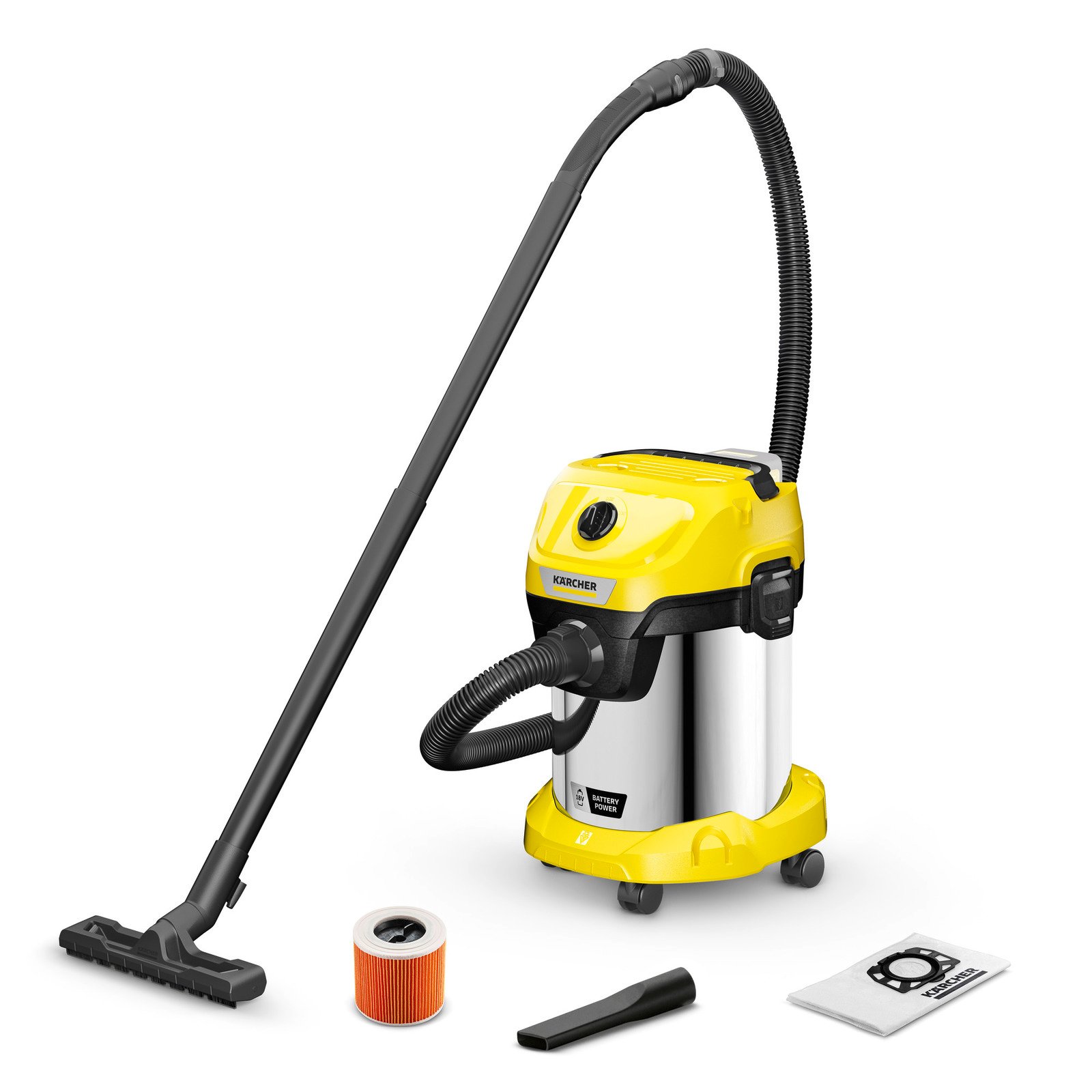 Karcher WD 3-18 S V-17/20 Accu Nat- en droogstofzuiger - 1.628-575.0
