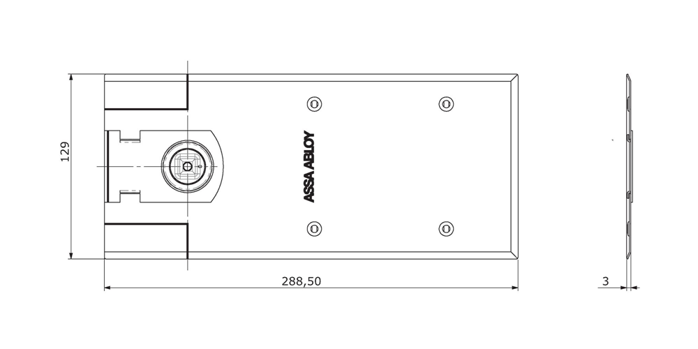 ASSA ABLOY AC619 Afdekplaat (AC619) RVS geborsteld voor DC450 serie vloerveren. - A000308400