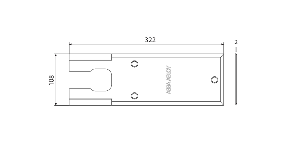 ASSA ABLOY AC307 Afdekplaat (AC307) RVS geborsteld voor DC420 serie vloerveren. - A000308398