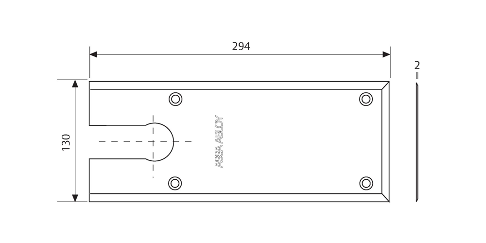 ASSA ABLOY AC269 Afdekplaat (AC269) RVS geborsteld voor DC475 serie vloerveren. - A000308397