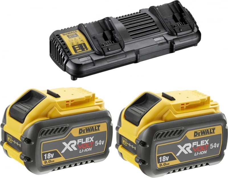 DCB132X2-QW FlexVolt Starter Kit 2 x FlexVolt accu 54V 9,0Ah Li-Ion + DCB132 Dubbellader