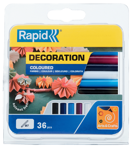 Rapid Lijmpatronen gekleurd | Classic | 7 mm x 94 mm | 36 stuks | Blister - 5001363