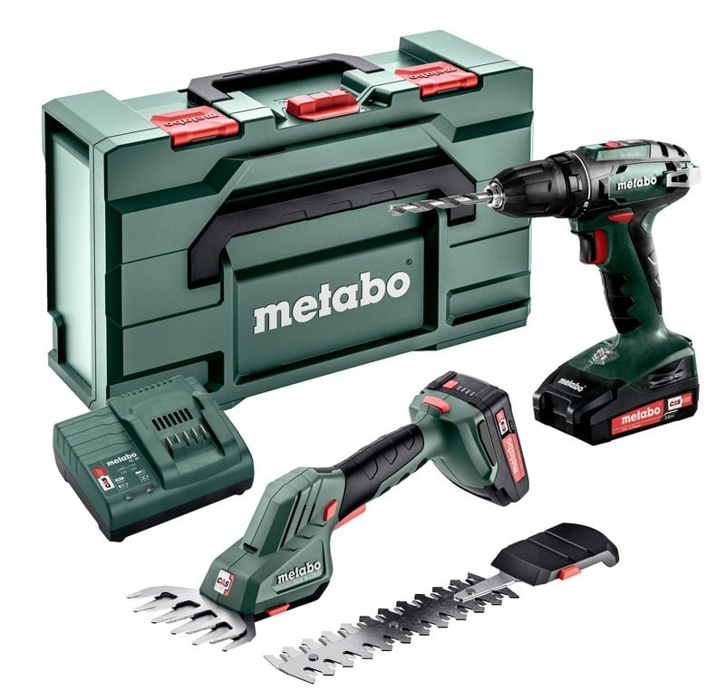 Combo Set BS 18 accuboormachine en SGS 18 LTX Q buxus- en grasschaar, 18 Volt, 2X2AH Li-Ion