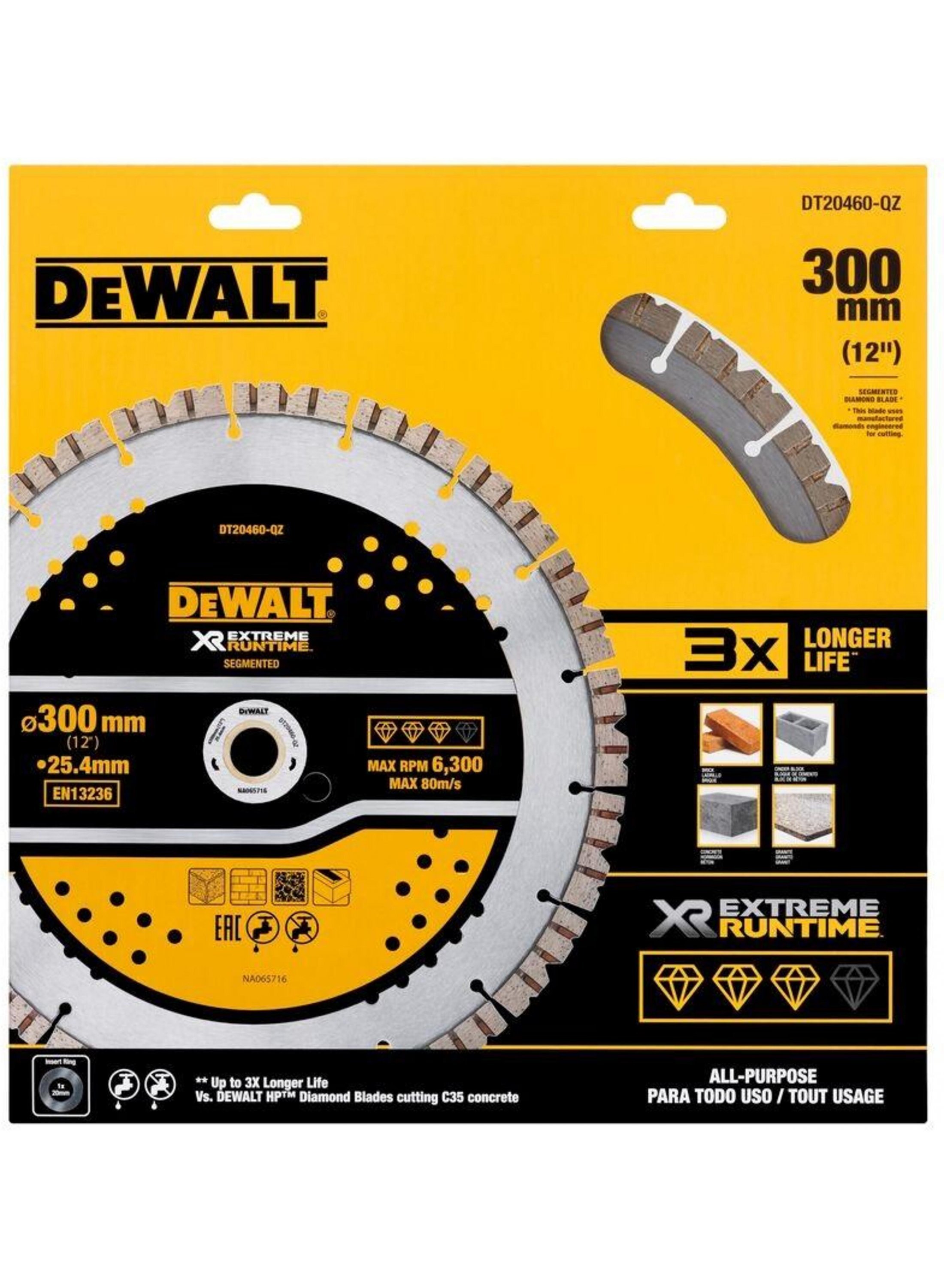 DeWalt DT20460-QZ Elite Diamantblad | Gesegmenteerd | 305 mm | Extreme Runtime | Universeel DT20460-QZ