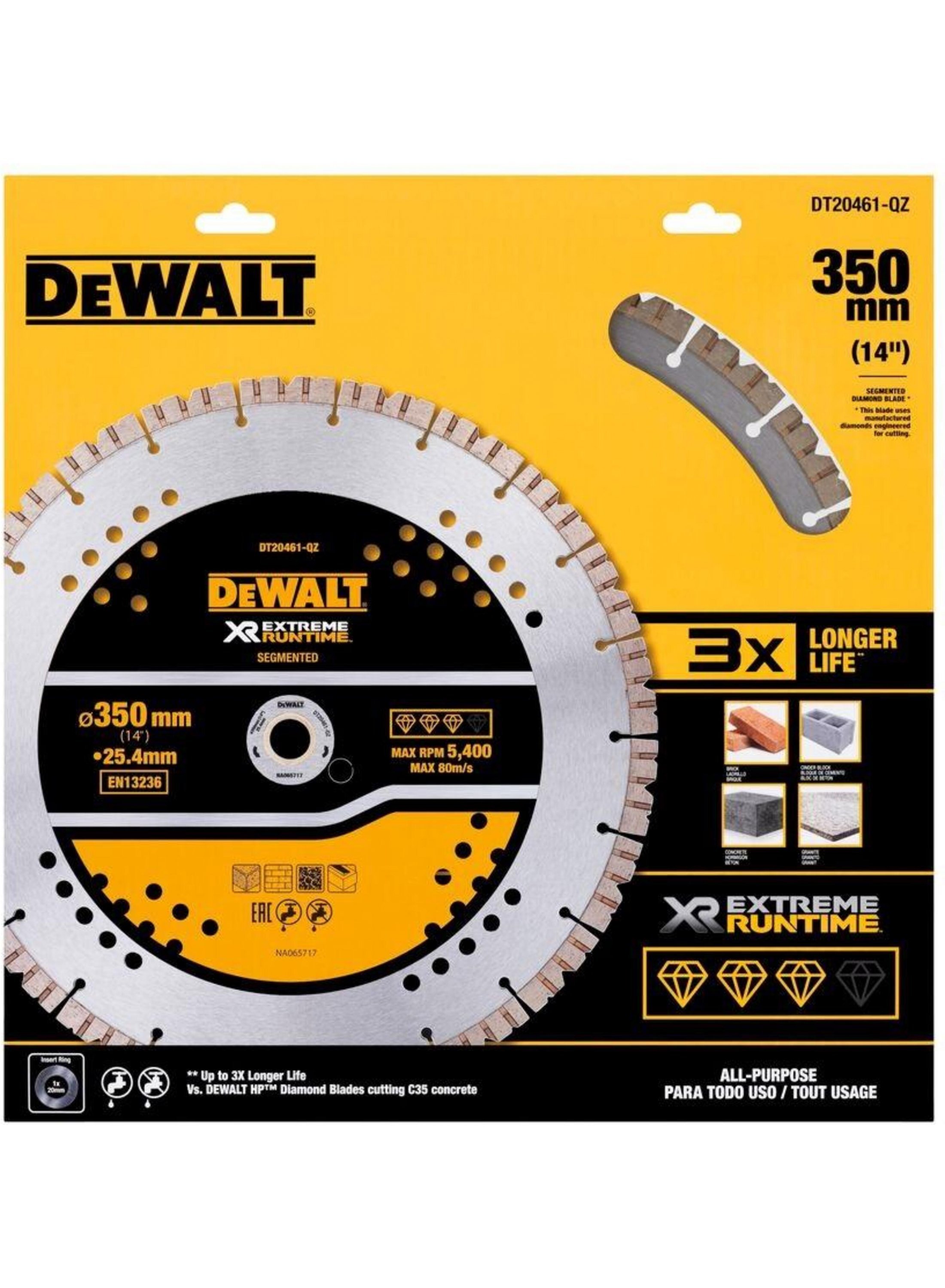 DeWalt DT20461-QZ Elite Diamantblad | Gesegmenteerd | 355 mm | Extreme Runtime | Universeel DT20461-QZ