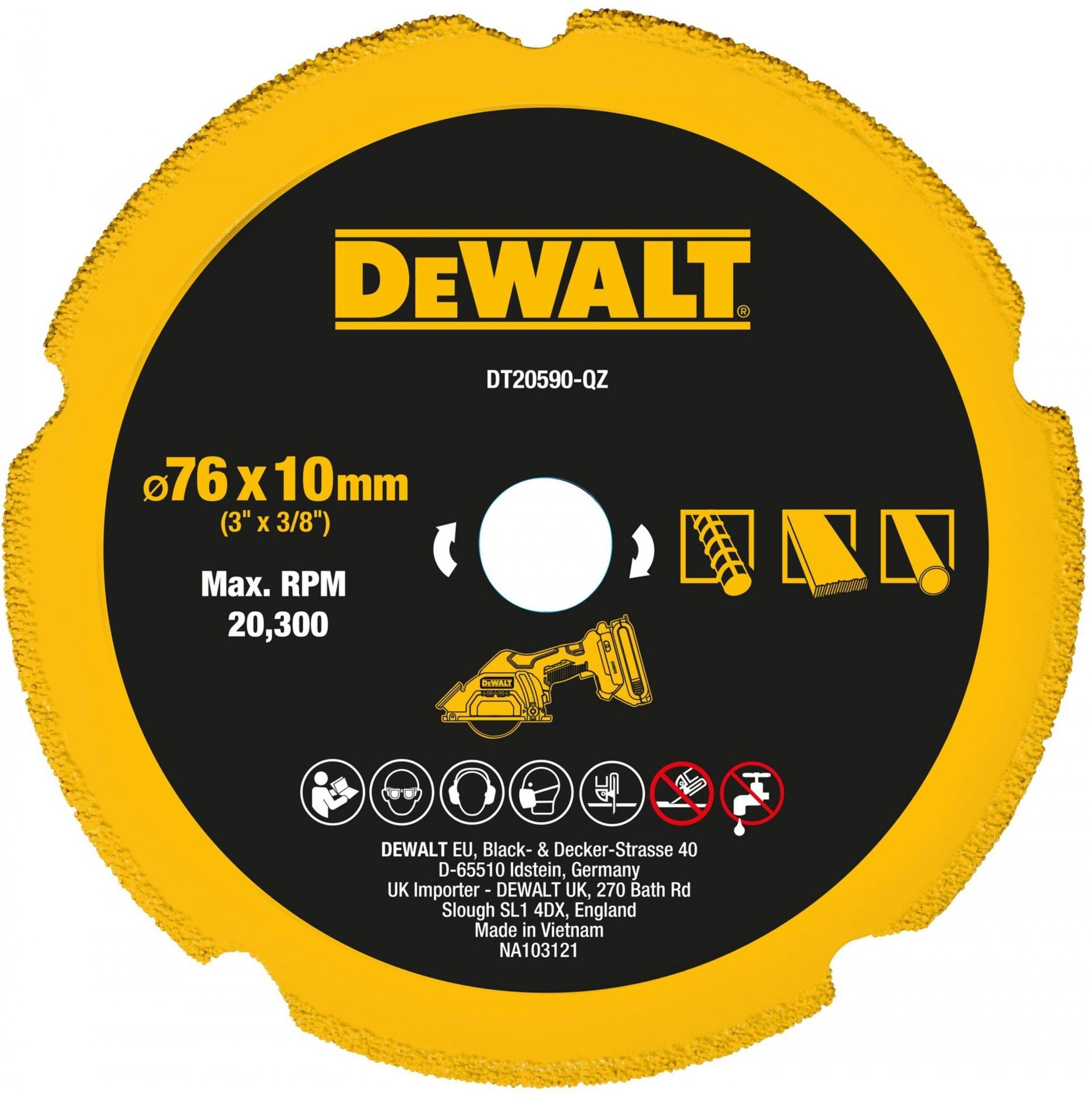 DeWalt Accessoires DT20590-QZ Diamantblad | Multimateriaal | 76 x 20 mm - DT20590-QZ