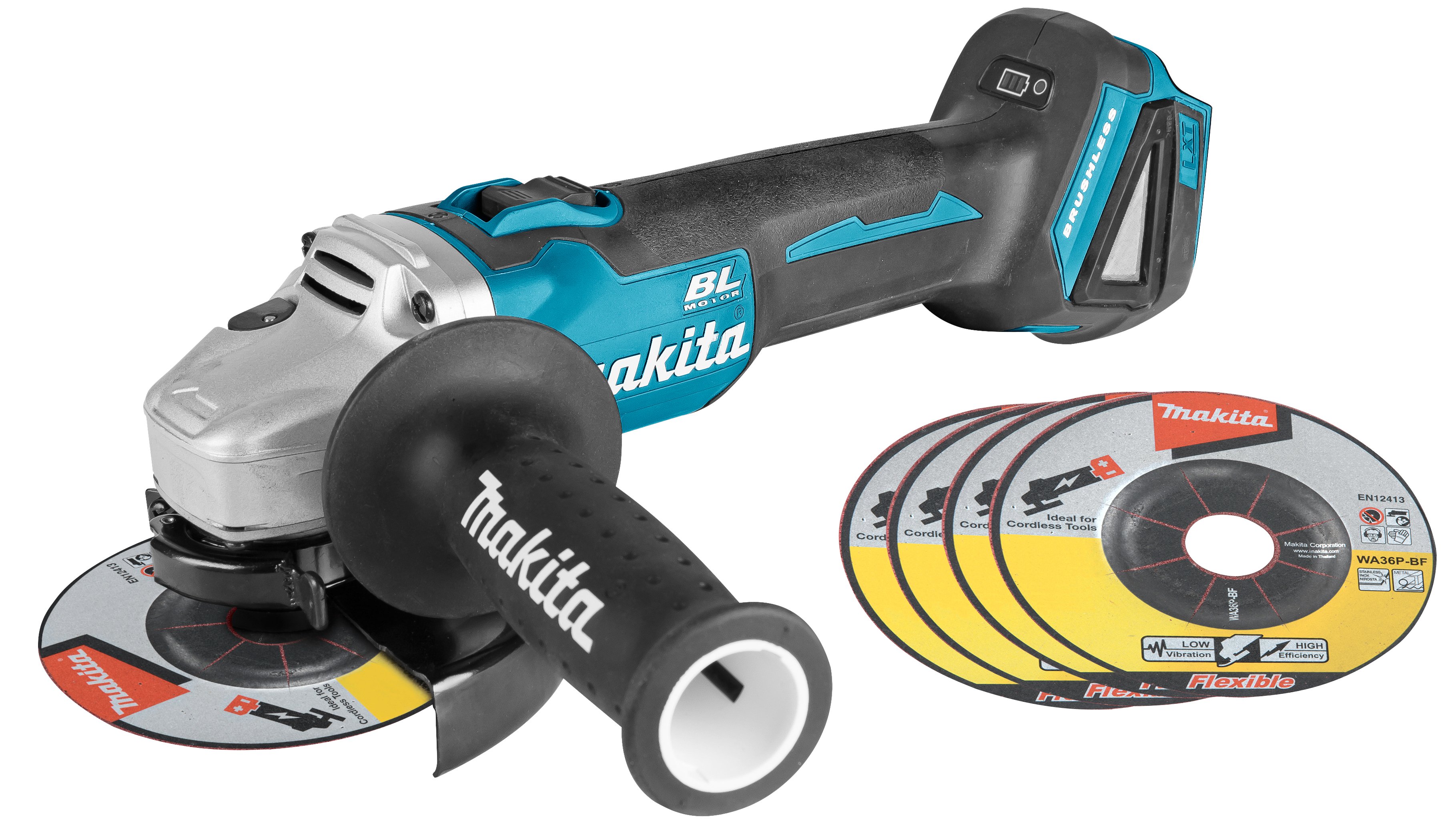 Makita DGA504ZJX2 18v 125mm Accu haakse slijper | zonder accu&apos;s en lader