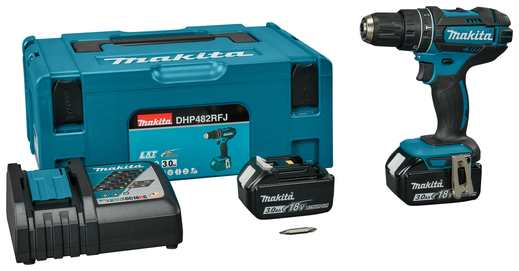 Makita DHP482RFJ | LXT Accu klopboor-/schroefmachine 18V in Mbox (2x 3.0Ah accu + lader) - DHP482RFJ