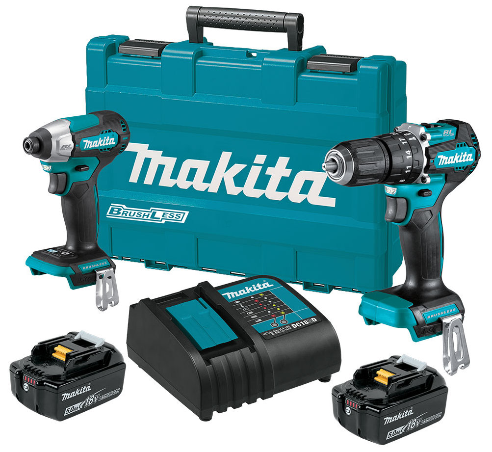 Makita DLX2414ST Combiset 18V - DHP487 accu Klopboormachine + DTD157 slagschroevendraaier 5,0 Ah accu (2 st) in koffer