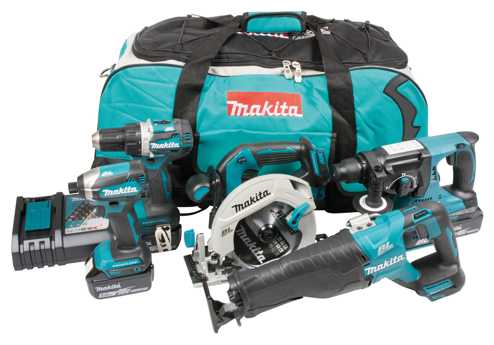 Makita DLX5032T 18v Combiset | DDF484 + DTD153 + DHS680 + DJR187 + DHR242 | 3x5,0 Ah accu in Tas - DLX5032T