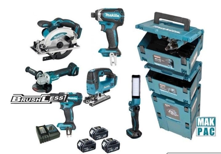 Makita DLX8100J | Combiset 18V | DDF484 + DTD153 + DGA504 + DHS660 + DJV182 | Incl. accu&apos;s en lader DLX8100J