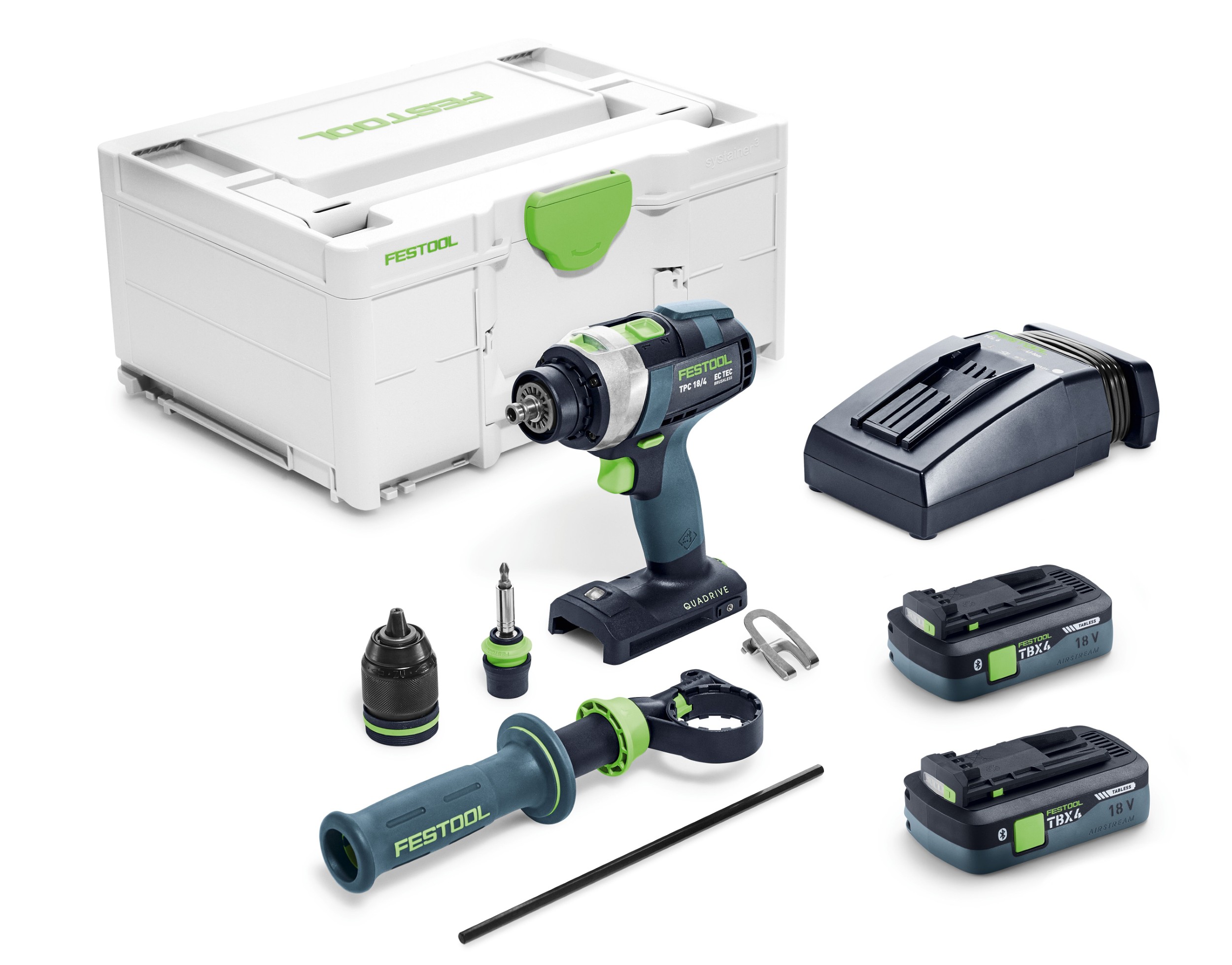 Festool QUADRIVE TPC 18/4 TBX4,0 I-Plus Accu-klopboormachine (2x 18V 4.0Ah accu + snellader) | in Systainer - 579371