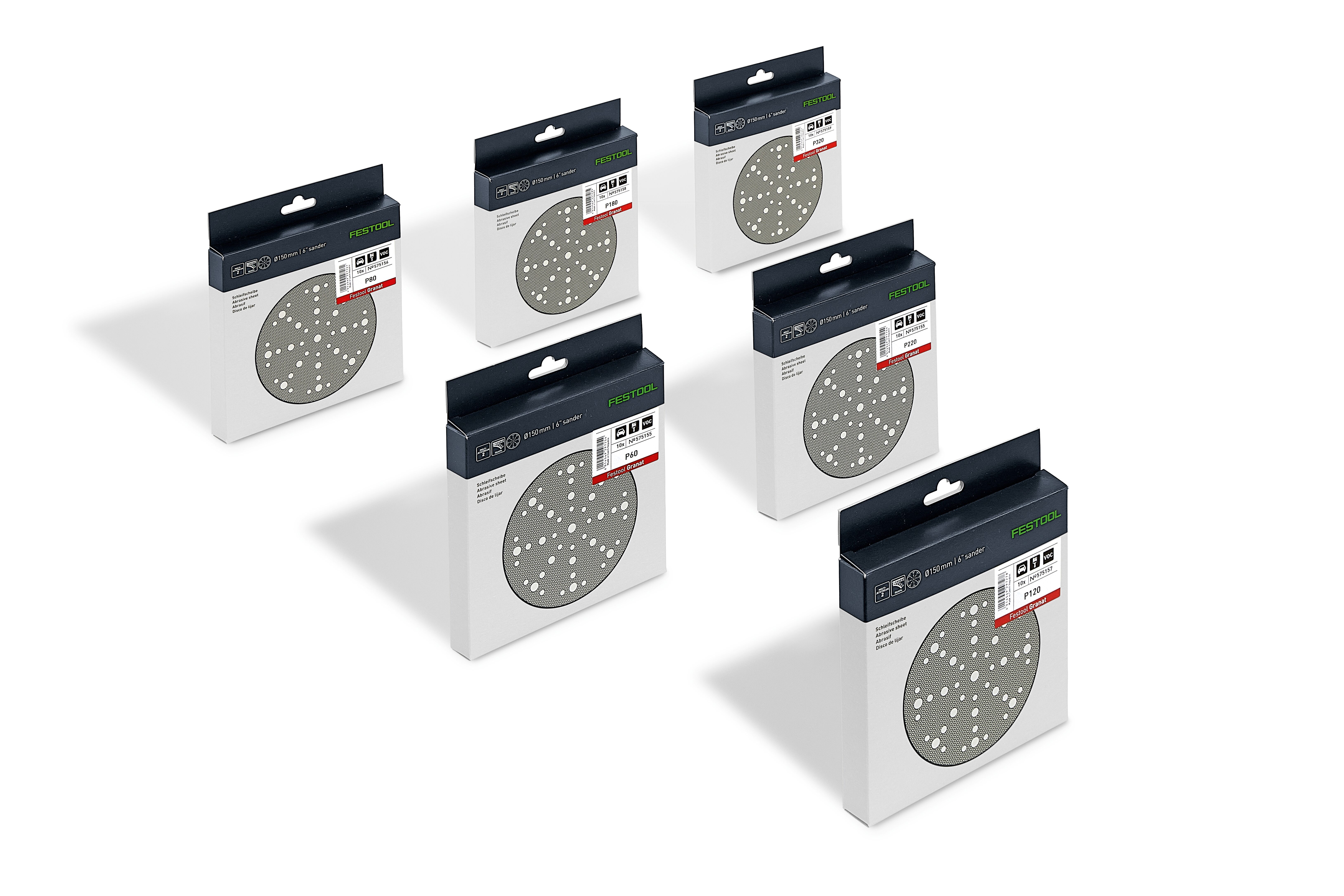 Festool STF D150/48 GR-Set Schuurschijf | 6-delig | Korrels P60/80/120/180/220/320 - 578166