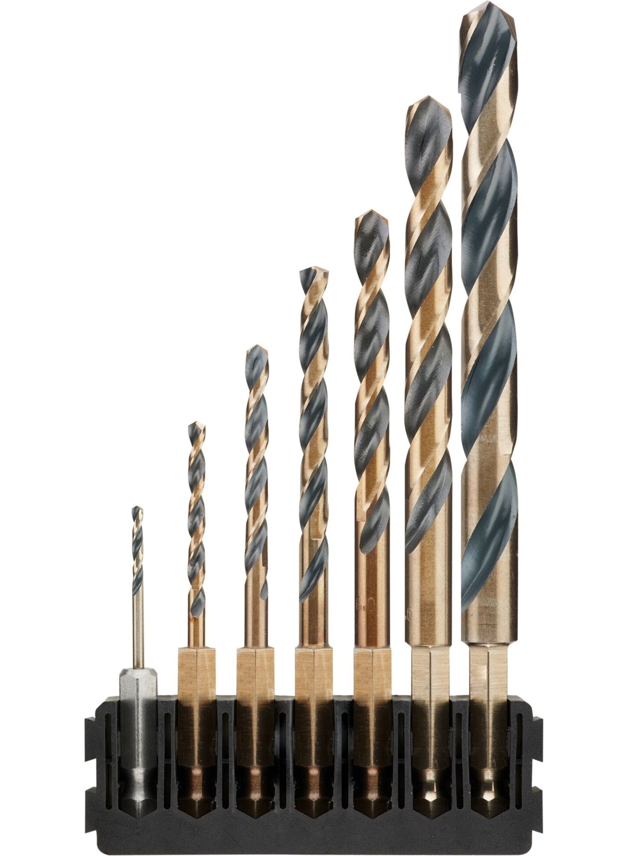 DeWalt Accessoires Houder + Black & Gold HEX-aansluiting | 7 stuks | 2 mm, 3 mm, 4 mm, 5 mm, 6 mm, 8 mm, 10 mm - DT70831-QZ