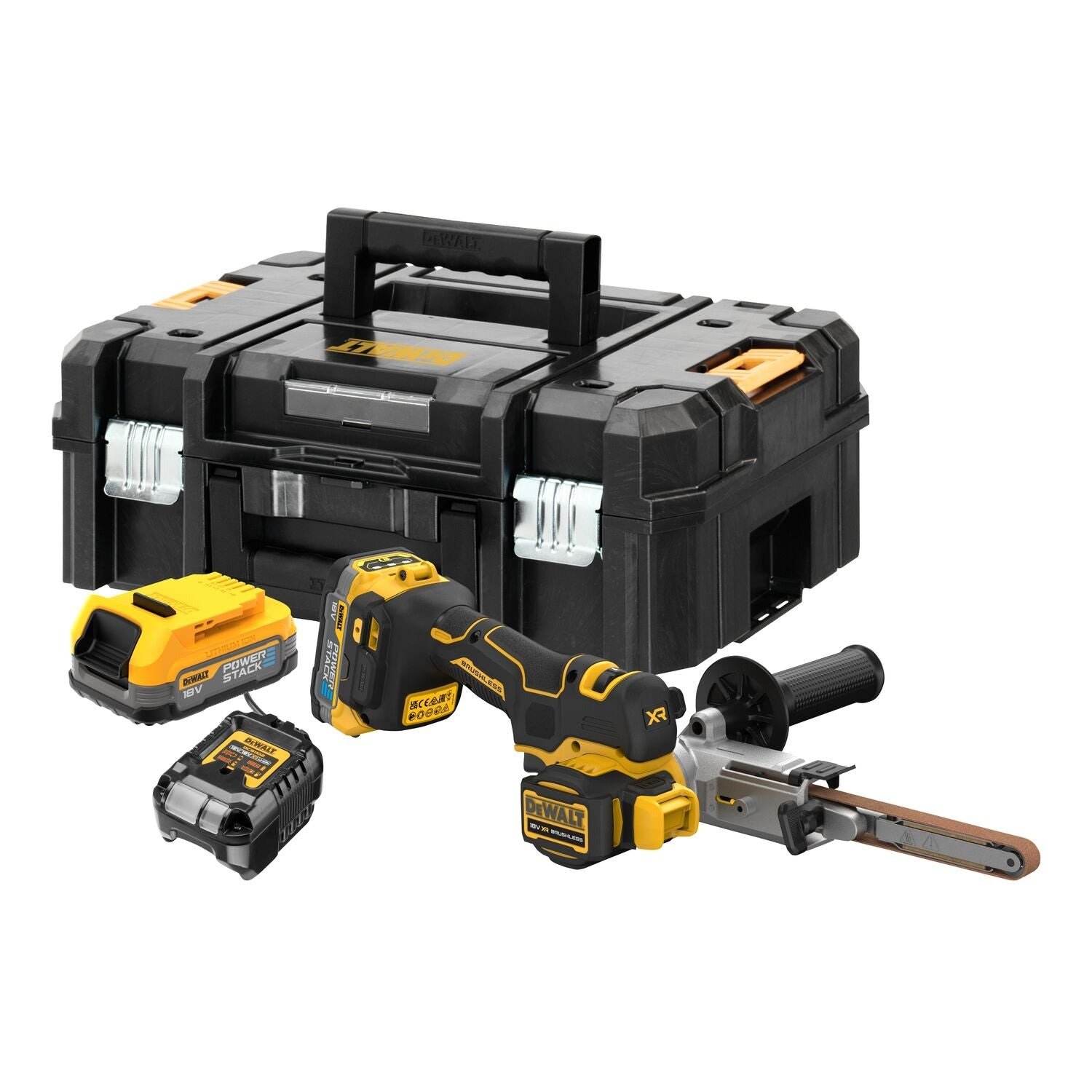 DeWalt DCM200E2T Accu stripschuurmachine 13mm 18V XR 1.7Ah POWERSTACK in T-Stak DCM200E2T-QW