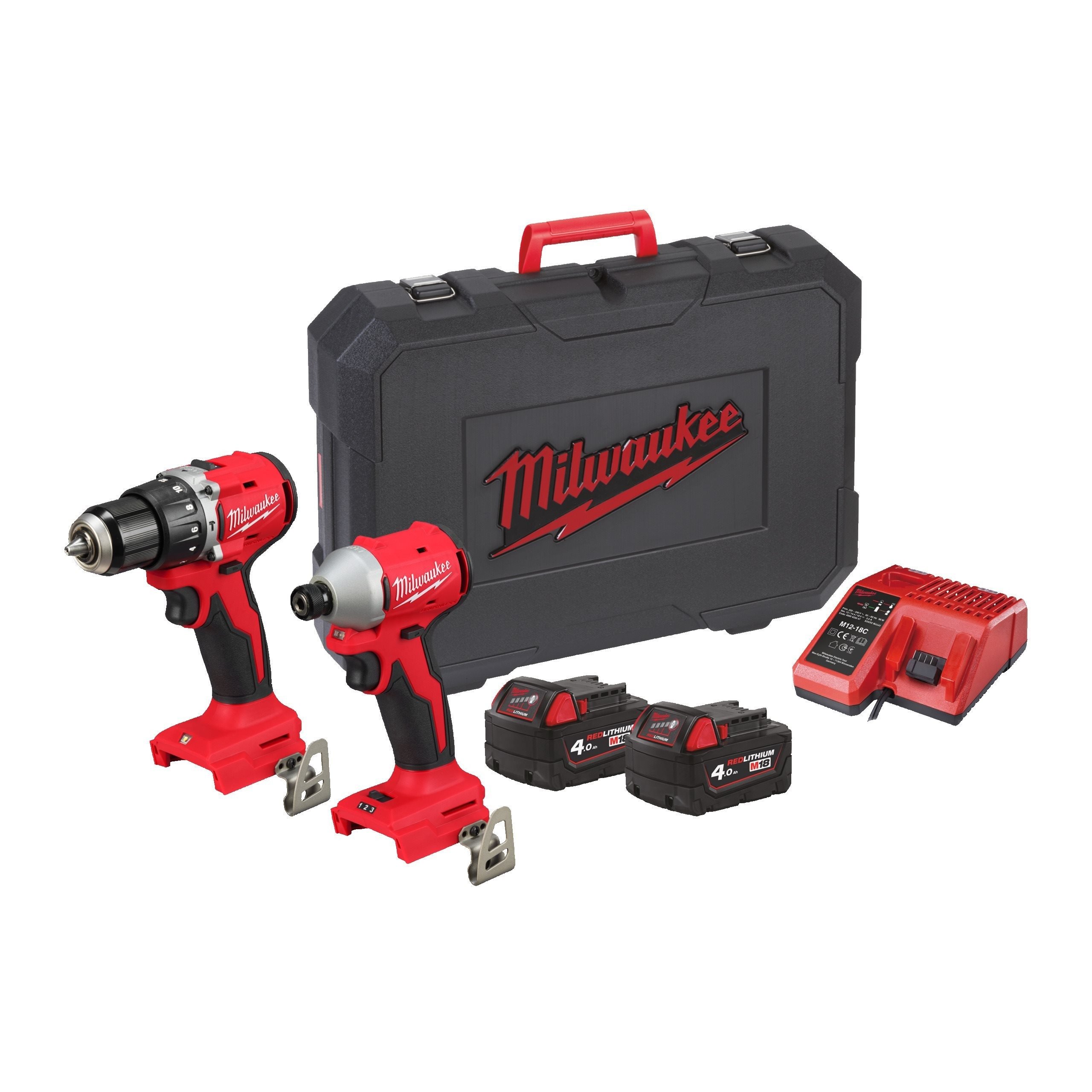 Milwaukee M18 BLCPP2A-402C M18 powerpack 2-kit compact Brushless (M18BLPDRC, BLIDRC, 2 x 4,0 Ah) - 4933492827
