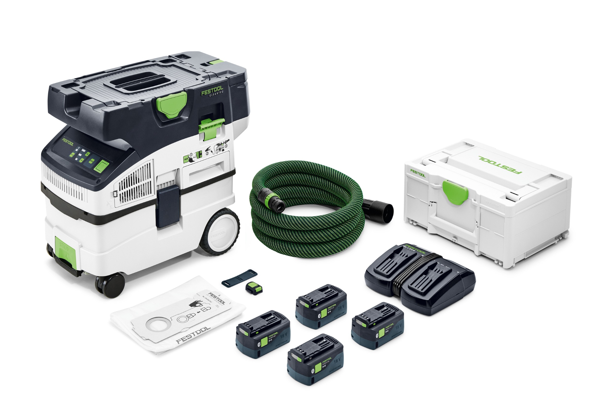 Festool CTMC MIDI I-Plus | CLEANTEC accu stofzuiger 2x18V 15L M-klasse (4x 5.0Ah accu + TCL 6 DUO lader) - 577672