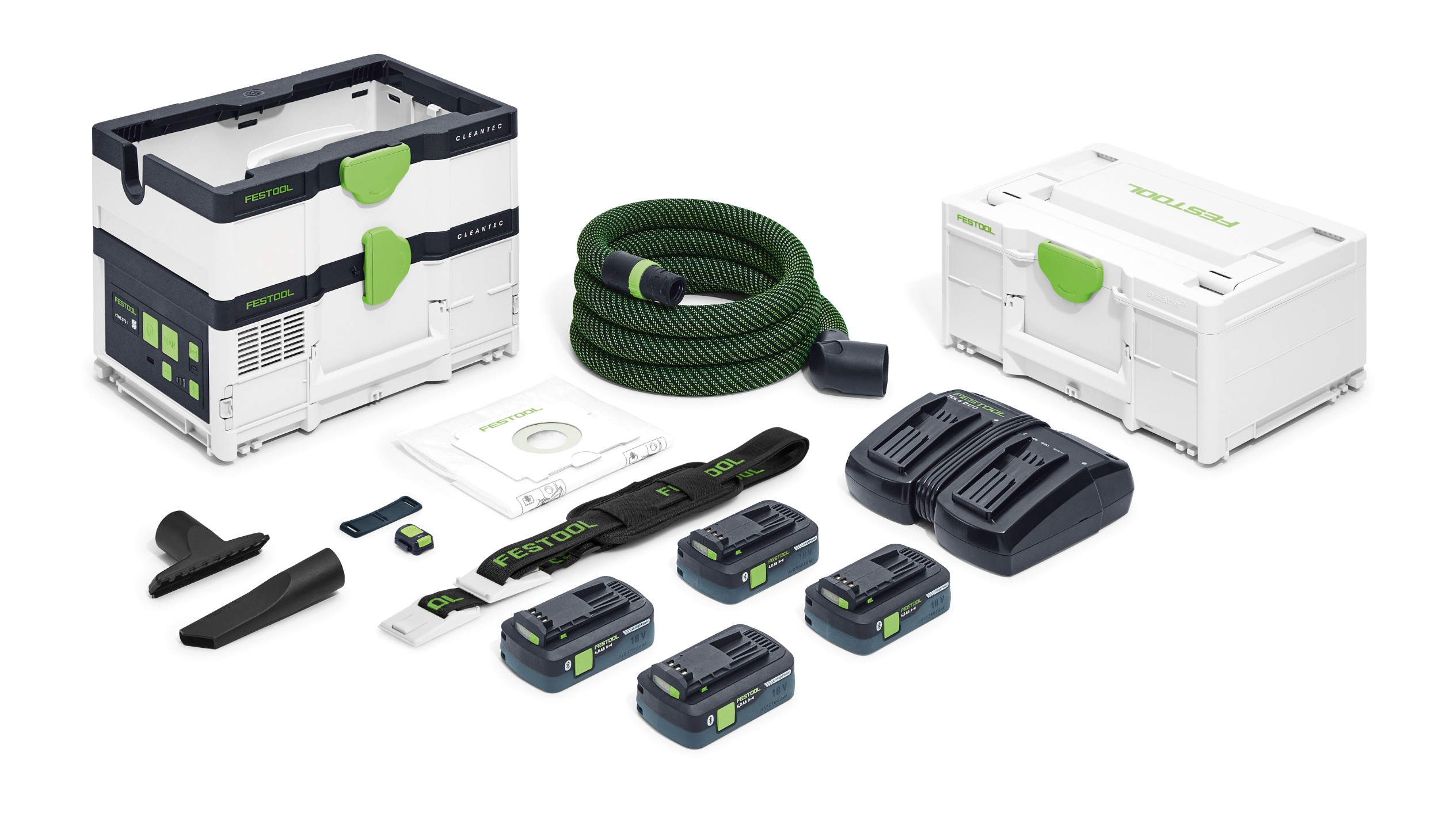 Festool CTMC SYS HPC 4.0 I-Plus | CLEANTEC accu stofzuiger 2x18V 4.5L M-klasse in Systainer (4x 4.0Ah accu + TCL 6 DUO lader) - 576942