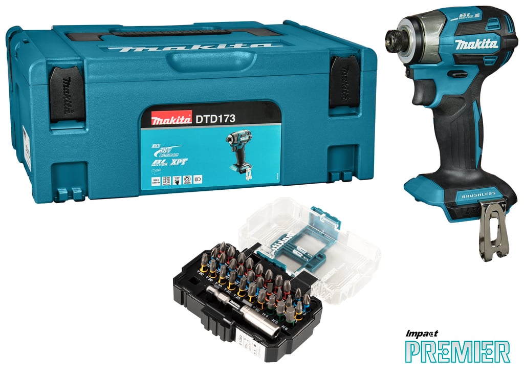 Makita DTD173ZJX1 | Accu Slagschroevendraaier | 18V | excl. accu&apos;s en lader, in Mbox met bitset - DTD173ZJX1