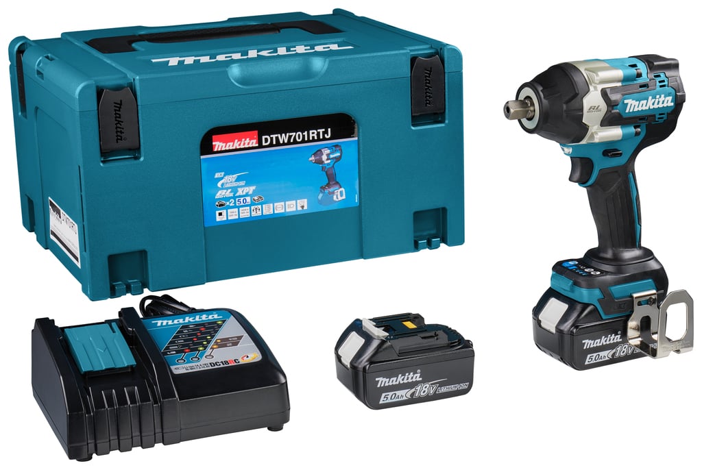 Makita DTW701RTJ | 18V | Accu Slagmoersleutel | 1/2" met verende borgpen | 2 x 5.0 Ah accu + snellader | In Mbox