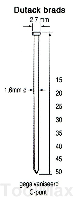 Dutack 1.6mm brads | 45mm | 2000 stuks - 5138035