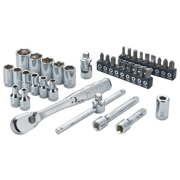 DeWalt Accessoires DWMT19238-1 | 37-delige dopsleutelset met ratel 1/4 - DWMT19238-1