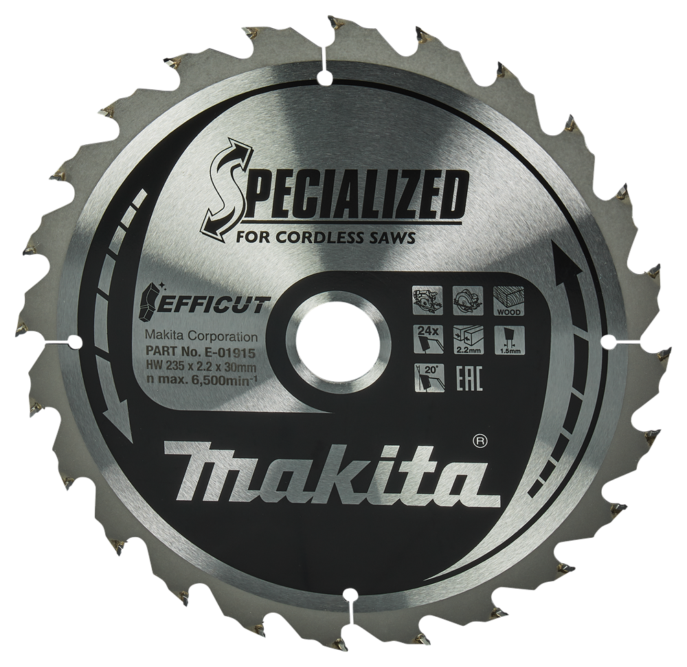 Makita Accessoires Cirkelzaagblad Hout | Efficut 235x30x2,2 24T 20g - E-01915 - E-01915