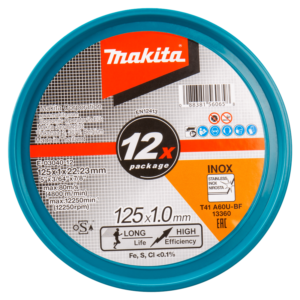 Makita Accessoires Doorslijpschijf RVS 125 mm - E-03040-12