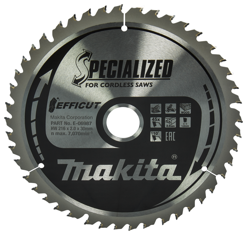 Makita Accessoires Afkortzaagblad Hout | Efficut 216x30x2,0 45T 10g - E-06987 - E-06987
