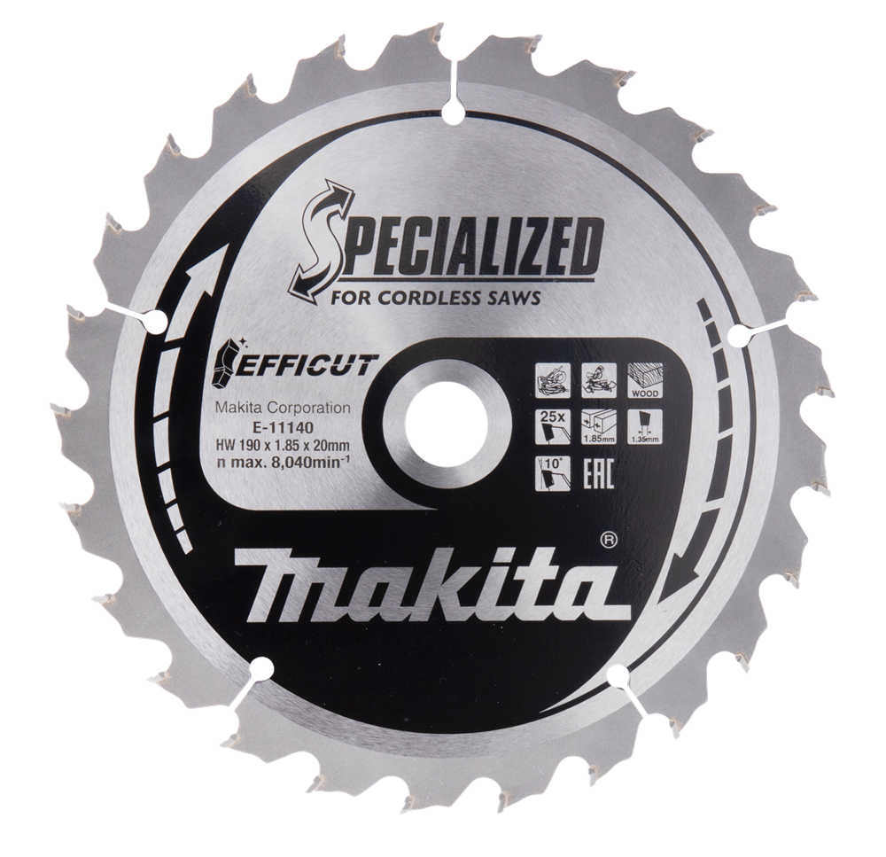 Makita Accessoires Afkortzaagblad Hout | Efficut 190x20x1,85 25T 10g - E-11140 E-11140