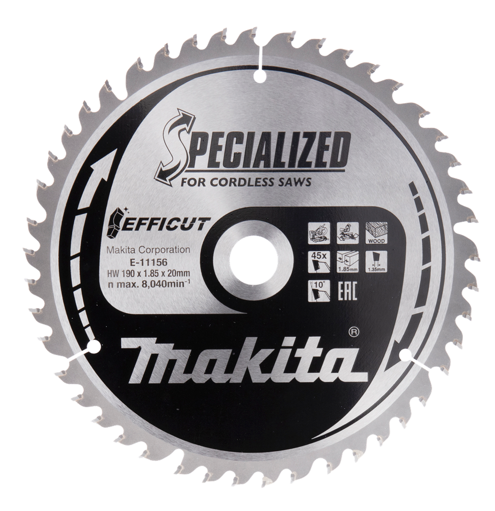 Makita Accessoires Afkortzaagblad Hout | Efficut 190x20x1,85 45T 10g - E-11156 E-11156
