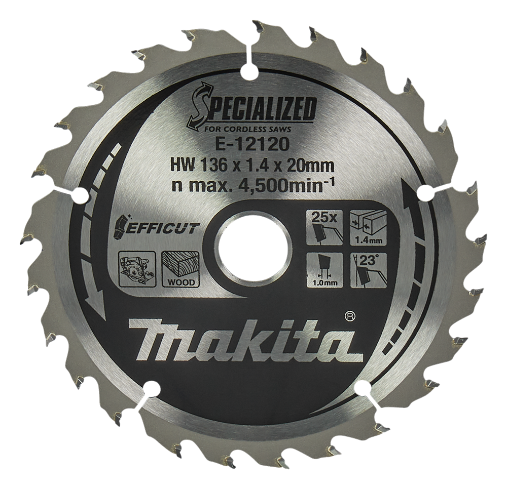Makita Accessoires Cirkelzaagblad Hout | Efficut 136x20x1,5 25T 23g - E-12120 - E-12120