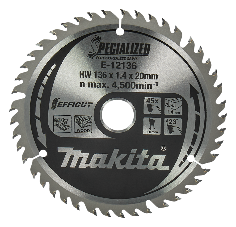 Makita Accessoires Cirkelzaagblad Hout | Efficut 136x20x1,5 45T 23g - E-12136 - E-12136