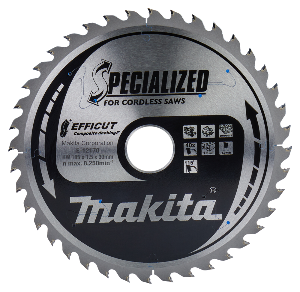 Makita Accessoires Cirkelzaagblad WPC | Efficut 185x30x1,5 40T 15g - E-12170 E-12170