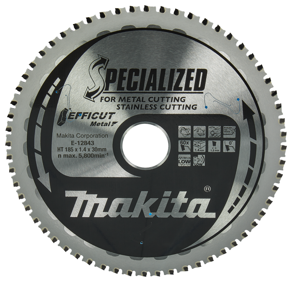 Makita Accessoires Cirkelzaagblad RVS/Staal | Efficut 185x30x1,4 60T 0g - E-12843 E-12843