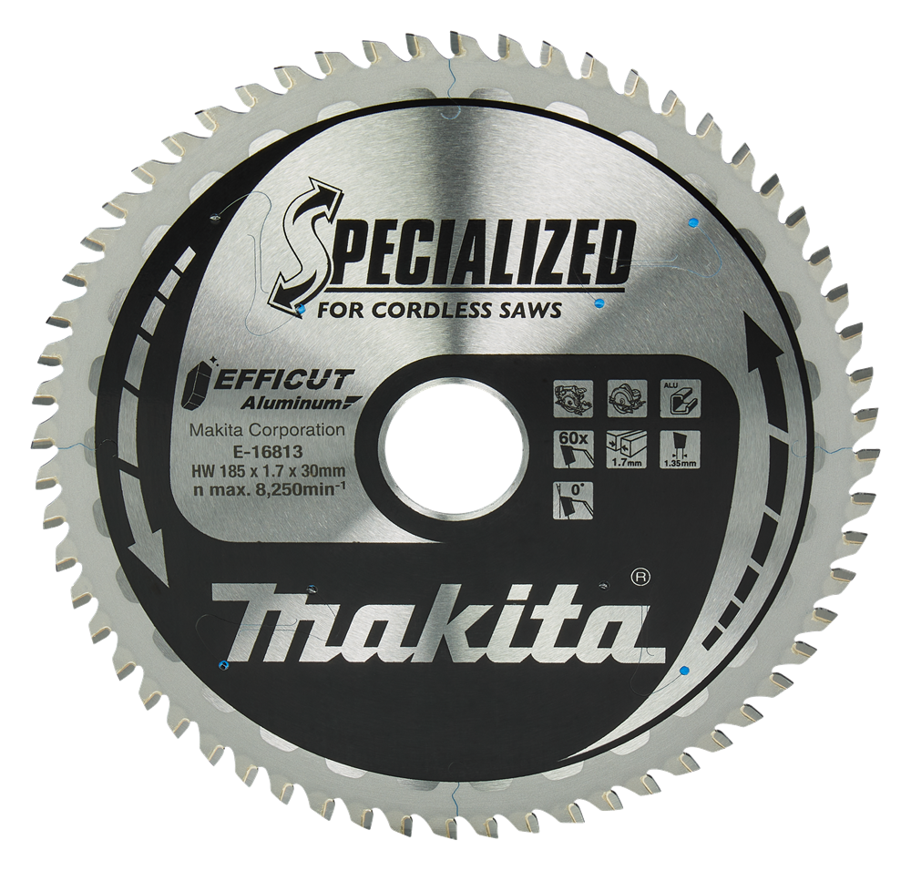 Makita Accessoires Cirkelzaagblad Aluminium | Efficut | 185x30mm 60T 0g - E-16813 E-16813