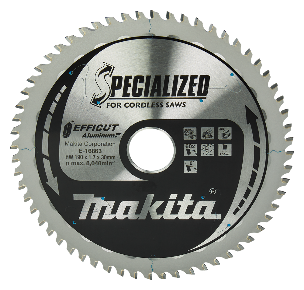 Makita Accessoires Afkort- en cirkelzaagblad Aluminium | Efficut 190x30(20)mm 60T 0g - E-16863 E-16863
