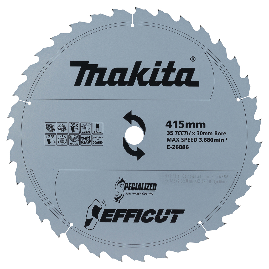 Makita Accessoires Cirkelzaagblad EFFICUT Hout | 415 x 30 mm | 35 Tands - E-26886