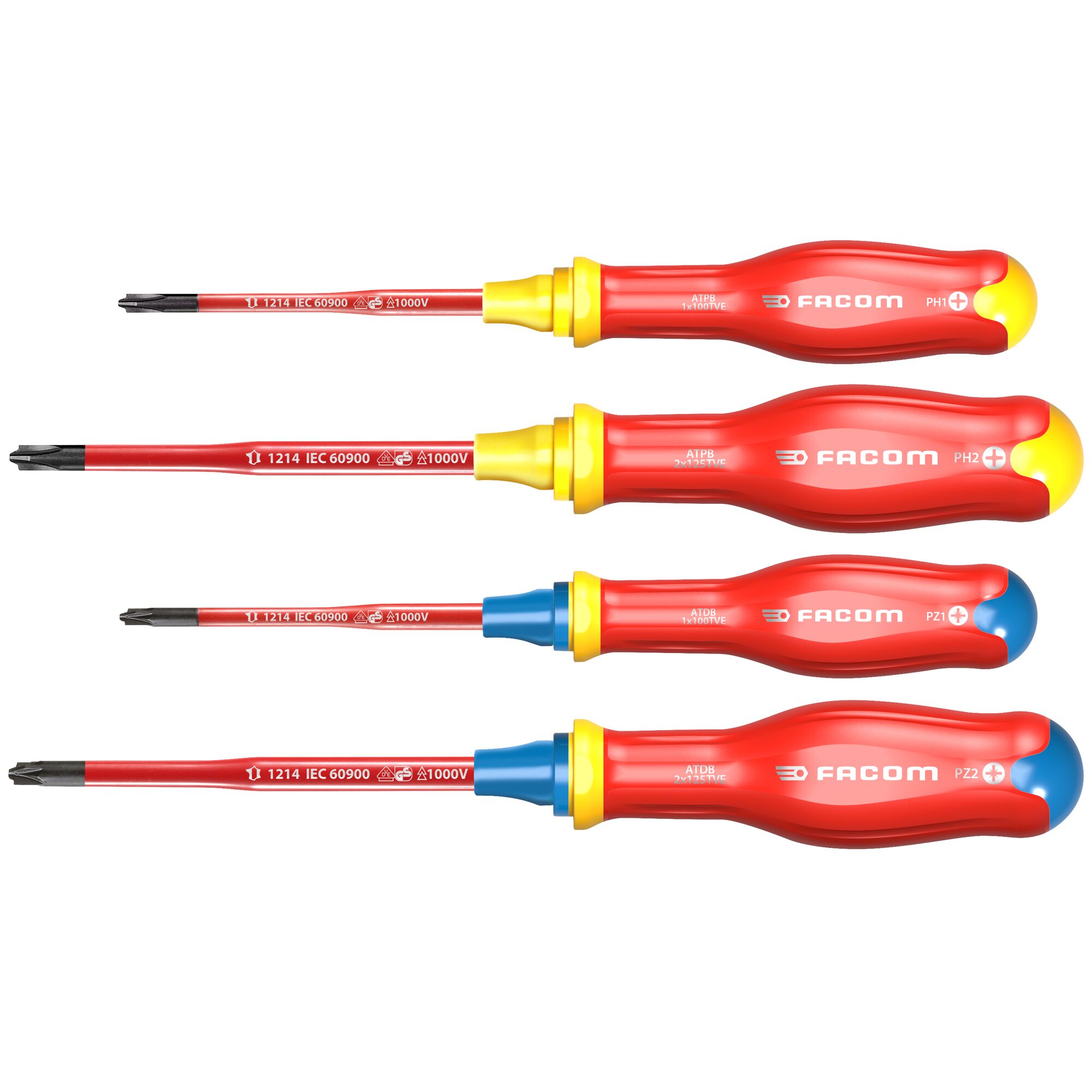 Facom Protwist® Bornéo® Schroevendraaierset | Geïsoleerd | Voor Gemengde Aandrijvingen | 4-delig - ATB.J4TVE